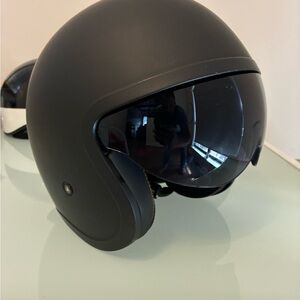 Sleek Black Open-Face Motorcycle Helmet